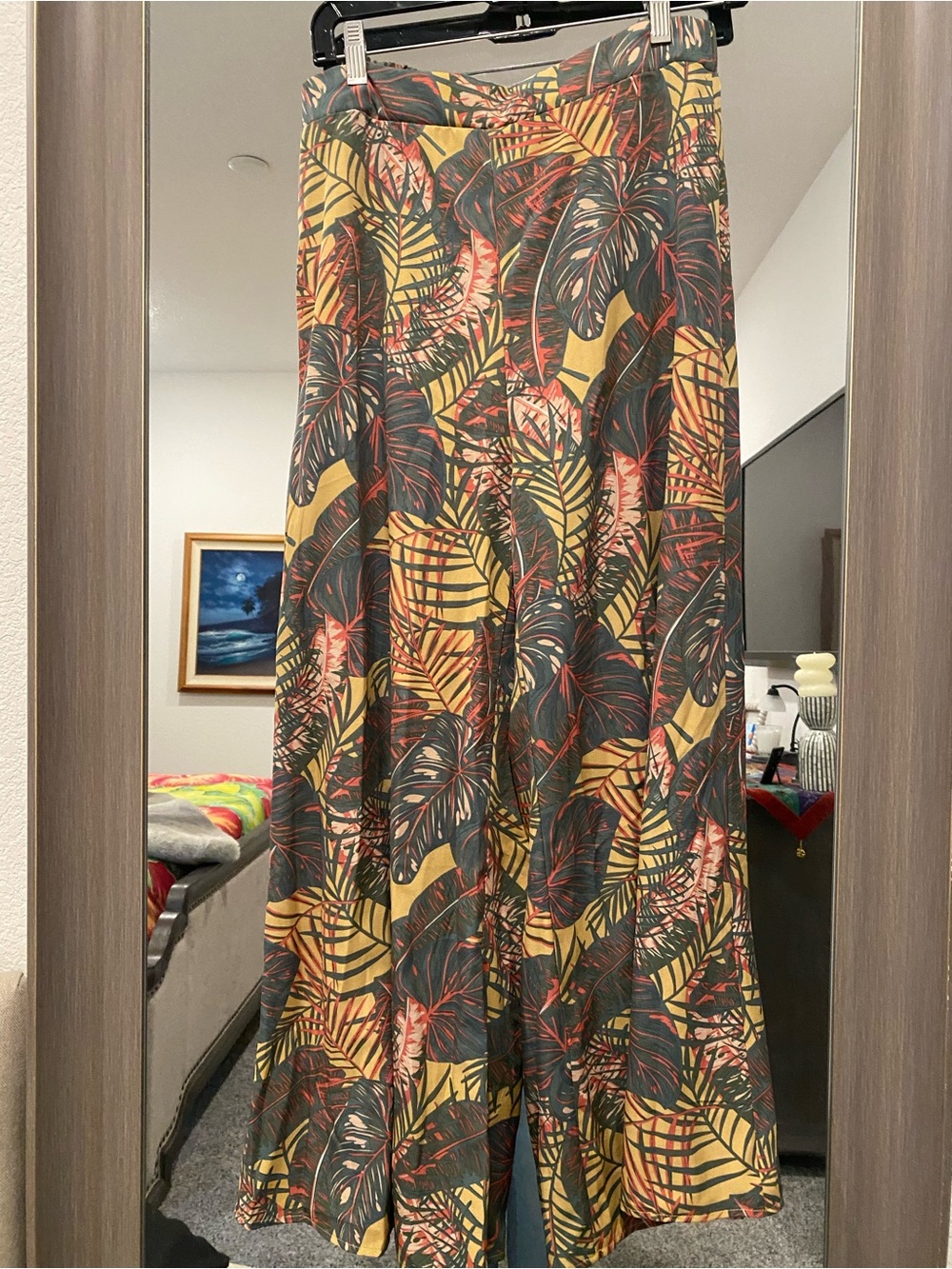 Tropical Leaf Print palazzo pants - Yellow & Green